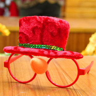 Christmas glasses frame Christmas party supplies Christmas gifts Christmas decorations glasses Santa glasses Material Plastic + Fabric Size 14.5*5 Color Santa Claus, Christmas Snowman, Christmas Antlers, Rabbit Ears,