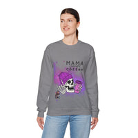 Mama Needs Coffee - Heavy Blend™ Crewneck SweatshirtS M L XL 2XL 3XL 4XL Width, cm 50.80 55.90 60.96 66.04 71.12 76.20 81.28 Length, cm 68.58 71.12 73.66 76.20 78.74 81.28 83.82 Sleeve length (from center back), cm 85.09 87.63 90.17 92.71 95.25 97.79 100.