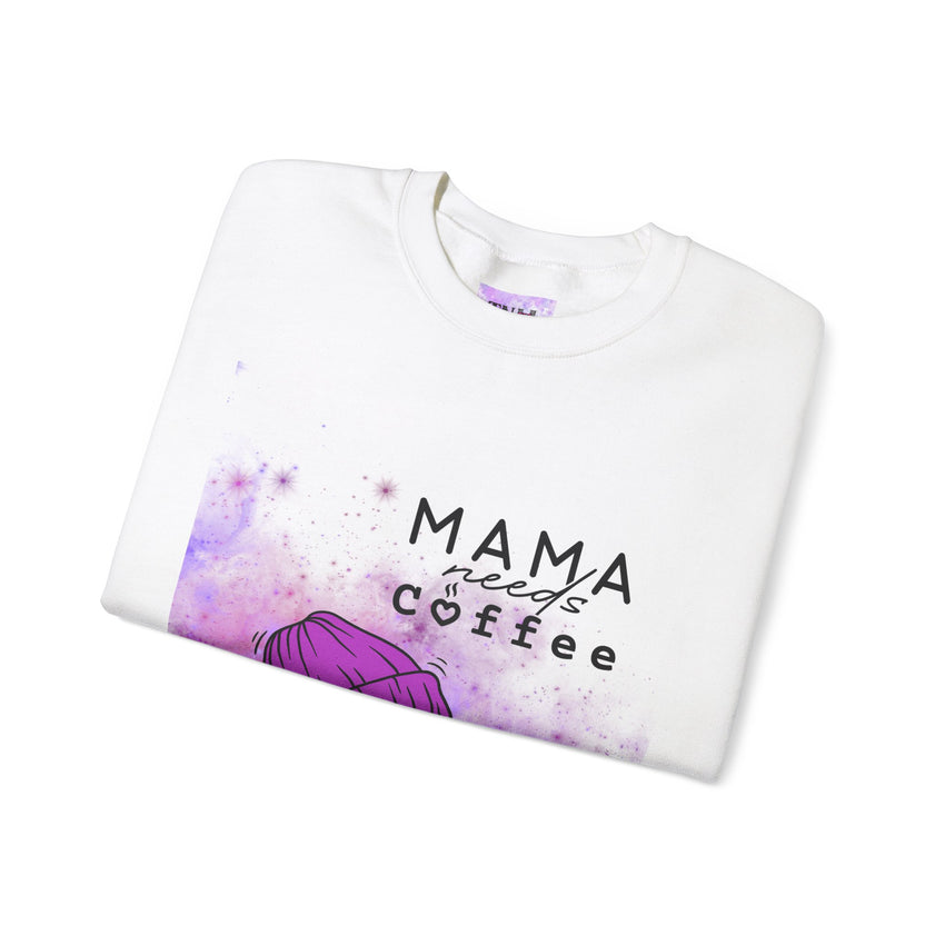 Mama Needs Coffee - Heavy Blend™ Crewneck SweatshirtS M L XL 2XL 3XL 4XL Width, cm 50.80 55.90 60.96 66.04 71.12 76.20 81.28 Length, cm 68.58 71.12 73.66 76.20 78.74 81.28 83.82 Sleeve length (from center back), cm 85.09 87.63 90.17 92.71 95.25 97.79 100.