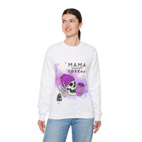 Mama Needs Coffee - Heavy Blend™ Crewneck SweatshirtS M L XL 2XL 3XL 4XL Width, cm 50.80 55.90 60.96 66.04 71.12 76.20 81.28 Length, cm 68.58 71.12 73.66 76.20 78.74 81.28 83.82 Sleeve length (from center back), cm 85.09 87.63 90.17 92.71 95.25 97.79 100.