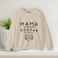 Coffee Lover Sweatshirt - Mama Needs Coffee (and a Manicure)