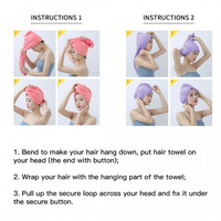 Hair Turban - 3 Pack Absorbent Microfibre Hair Turban With Button Design