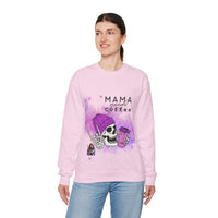 Mama Needs Coffee - Heavy Blend™ Crewneck SweatshirtS M L XL 2XL 3XL 4XL Width, cm 50.80 55.90 60.96 66.04 71.12 76.20 81.28 Length, cm 68.58 71.12 73.66 76.20 78.74 81.28 83.82 Sleeve length (from center back), cm 85.09 87.63 90.17 92.71 95.25 97.79 100.