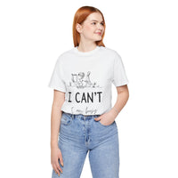 I Can’t, I’m Busy Unisex Jersey Short Sleeve TeeShow off your love for quiet moments with our I Can’t, I’m Busy Unisex Jersey Short Sleeve Tee. Perfect for book lovers and those who cherish their downtime, this tee features a playful illustration of a per