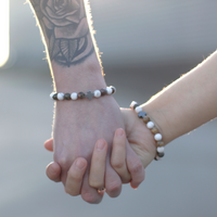 Set of 2 Gemstones Friendship Bracelets - Power - Tiger Eye & Black Stone