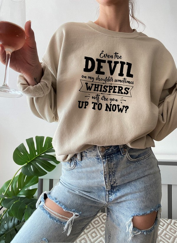 Even The Devil On My Shoulder Sometimes Whispers WTF Are You Up To Sweat Shirt