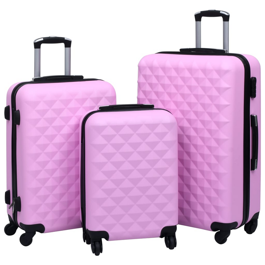 vidaXL Hardcase Trolley Set 3 pcs Pink ABS