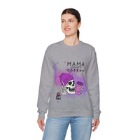 Mama Needs Coffee - Heavy Blend™ Crewneck SweatshirtS M L XL 2XL 3XL 4XL Width, cm 50.80 55.90 60.96 66.04 71.12 76.20 81.28 Length, cm 68.58 71.12 73.66 76.20 78.74 81.28 83.82 Sleeve length (from center back), cm 85.09 87.63 90.17 92.71 95.25 97.79 100.