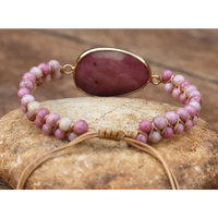 Rhodonite Hand Woven Bracelet