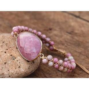 Rhodonite Hand Woven Bracelet