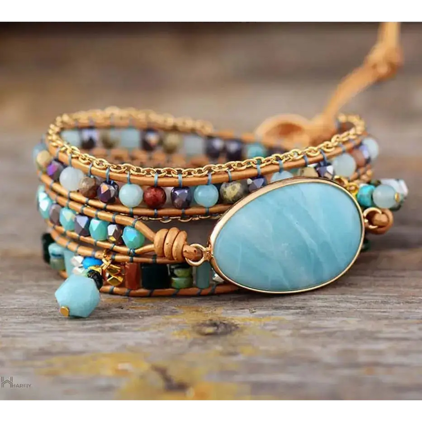 Amazonite Statement Wrap Bracelet