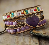 Amethyst Heart Wrap Bracelet