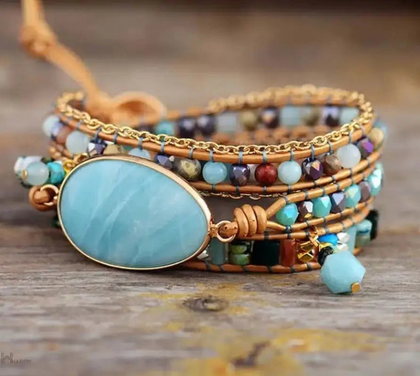 Amazonite Statement Wrap Bracelet