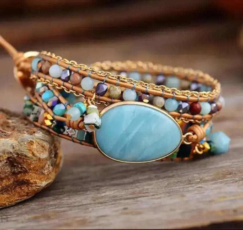 Amazonite Statement Wrap Bracelet