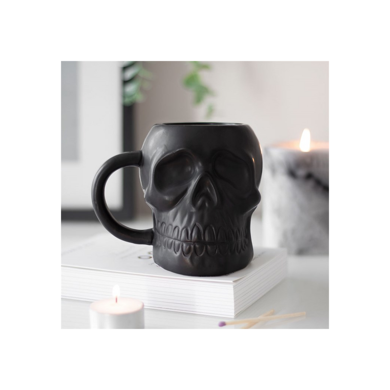 Matte Black Skull Mug