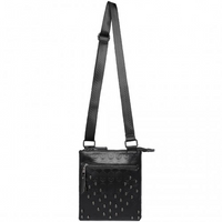 LH2419 - Miss Lulu Stylish Gothic Skull Embossed PU Leather Crossbody Messenger Bag with Metal Accents - Black