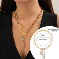 Thick Chain With Shiny Lock And Key Pendant Necklace For Women Trendy Ladies Accessories On The Neck Fashion Jewelry Female Overview: Unique design, stylish and beautiful. Good material, and comfortable to wear. A variety of colors, more choice. Product I