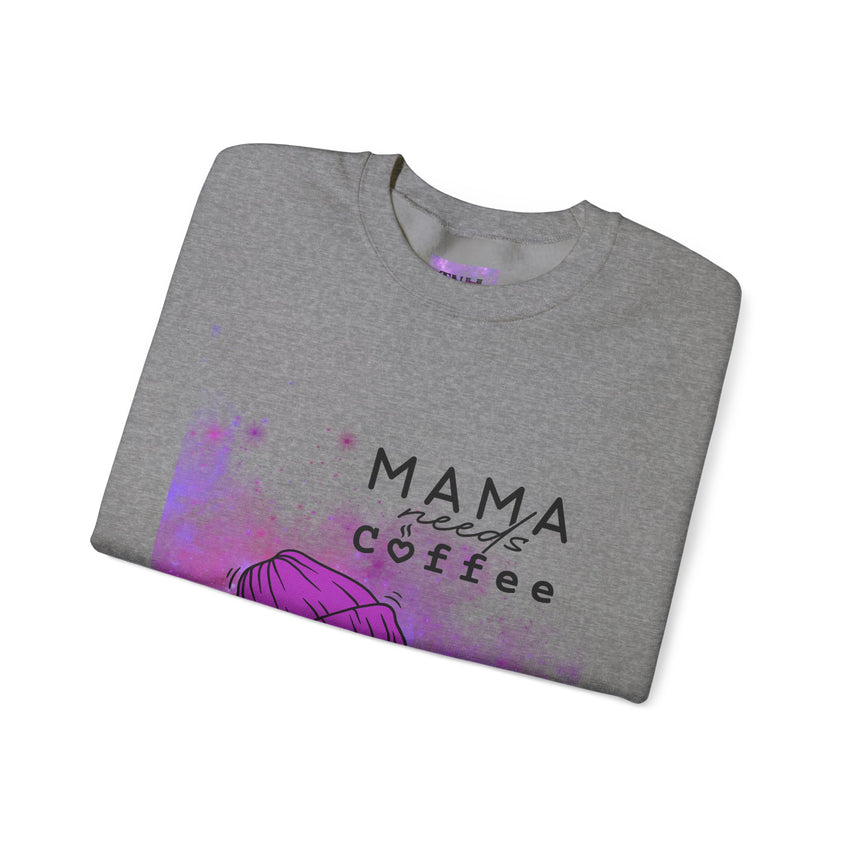 Mama Needs Coffee - Heavy Blend™ Crewneck SweatshirtS M L XL 2XL 3XL 4XL Width, cm 50.80 55.90 60.96 66.04 71.12 76.20 81.28 Length, cm 68.58 71.12 73.66 76.20 78.74 81.28 83.82 Sleeve length (from center back), cm 85.09 87.63 90.17 92.71 95.25 97.79 100.