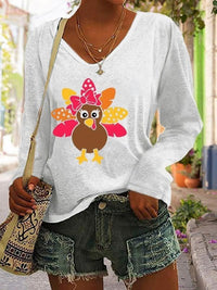 Christmas Women's V-neck Long Sleeved T-shirt