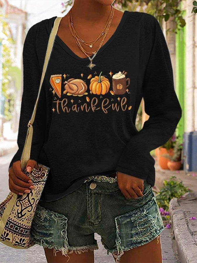 Christmas Women's V-neck Long Sleeved T-shirt