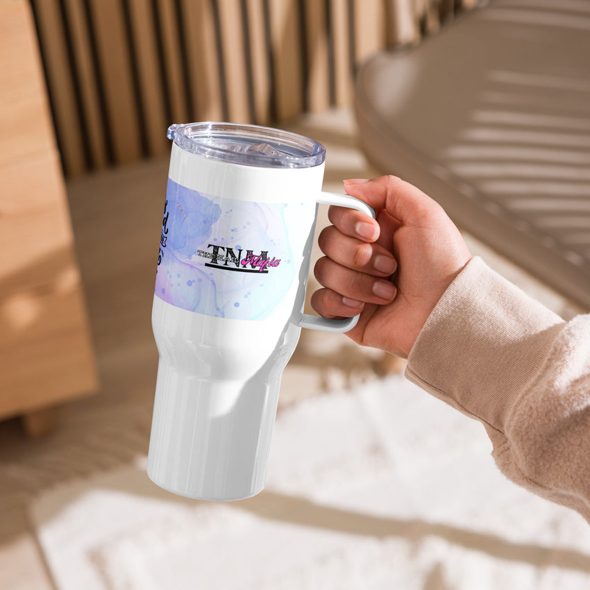 Travel mug with a handle